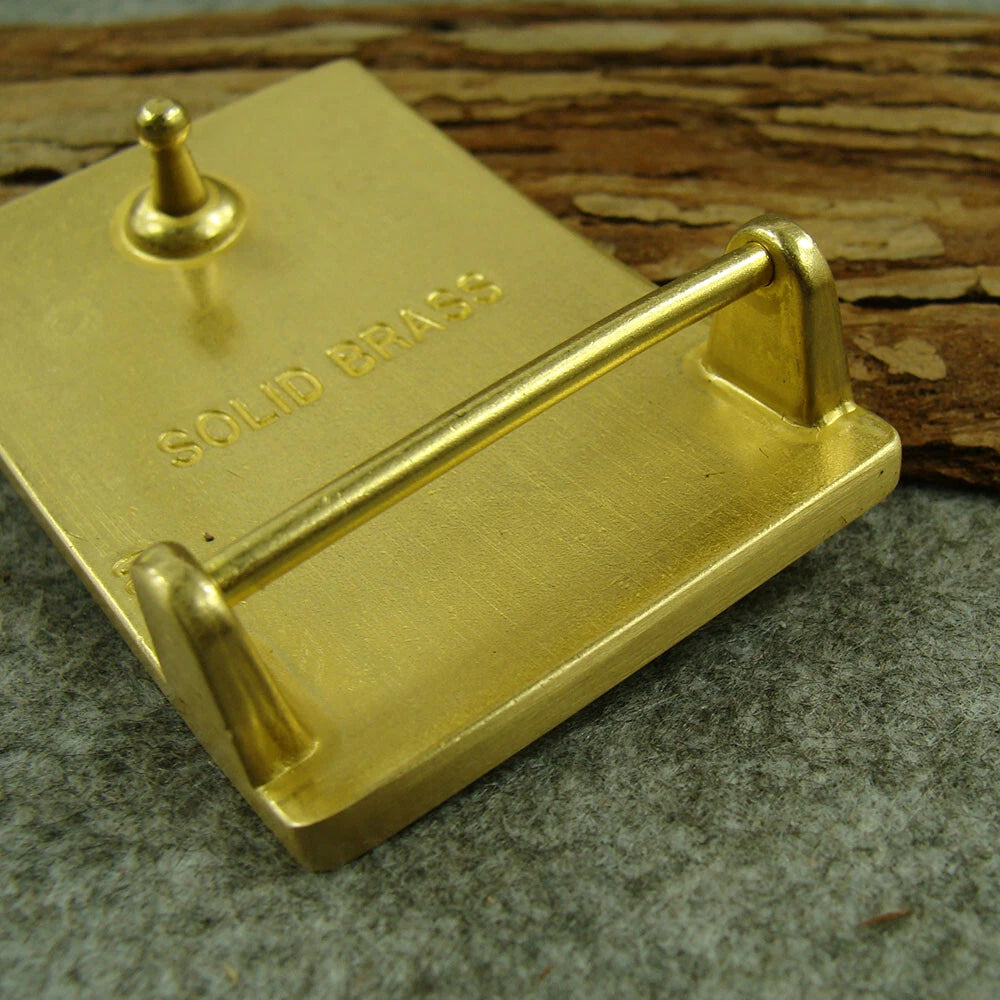 Solid Brass Heavy Duty Belt Pin Buckle Men's Belt Buckles For 1.5" / 38mm Belt 07FC0E-D4 - KOEEK