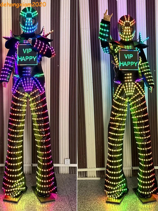 LED Stilts Robot Programming Costume Illuminated Dance Club Bar Clothes Suit 07FC0E-D4 - KOEEK