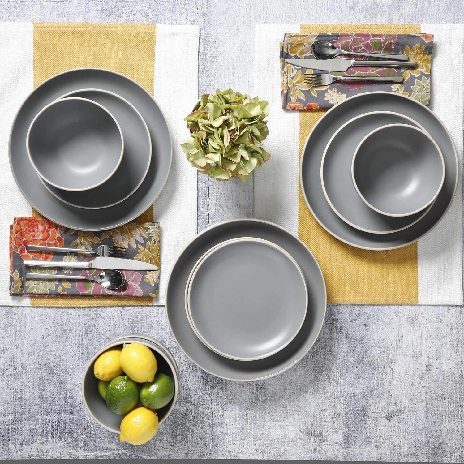 12 Piece Dining Set for 4, Gray Matte - Black Matte - Gray Matte 07FC0E-D4 - KOEEK