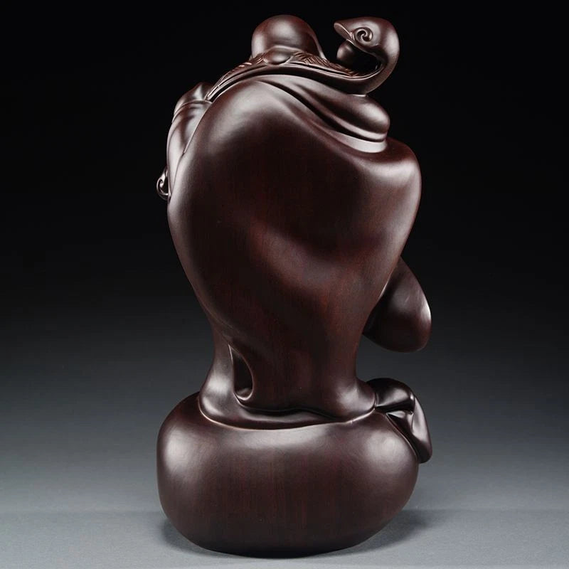 15cm Ebony Wood Carved Maitreya Buddha Statue Home Decor Gift Figurine 07FC0E-D4 - KOEEK