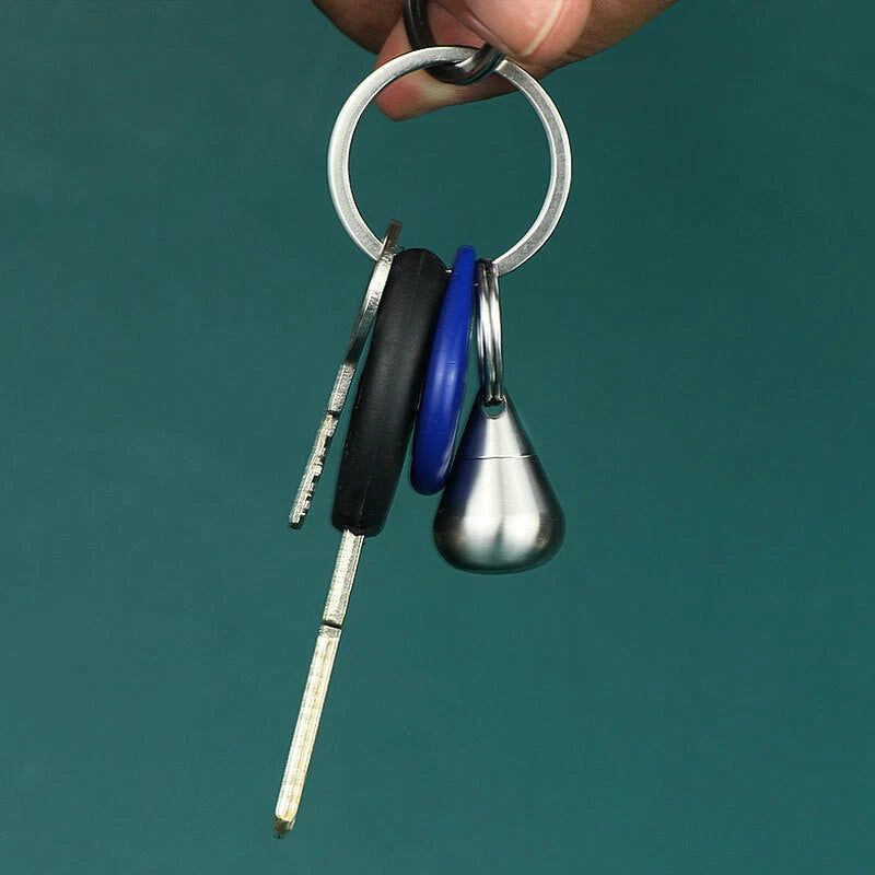 TC4 Titanium Waterproof Pill Container Drop Point Style Box Keychain Pendant 07FC0E-D4 - KOEEK