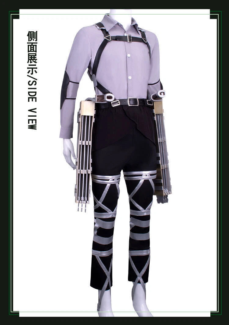 Attack on Titan Levi·Ackerman Cloak Shirt Pants Belt Anime Armor Cosplay Costume 07FC0E-D4 - KOEEK