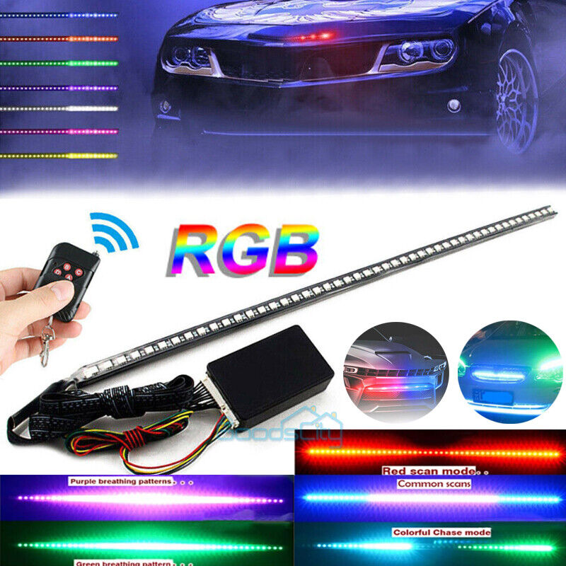 ny 7 Farve 48 LED RGB Scanner Flash Bil Strobe Knight Rider Kit Strip Grille Light