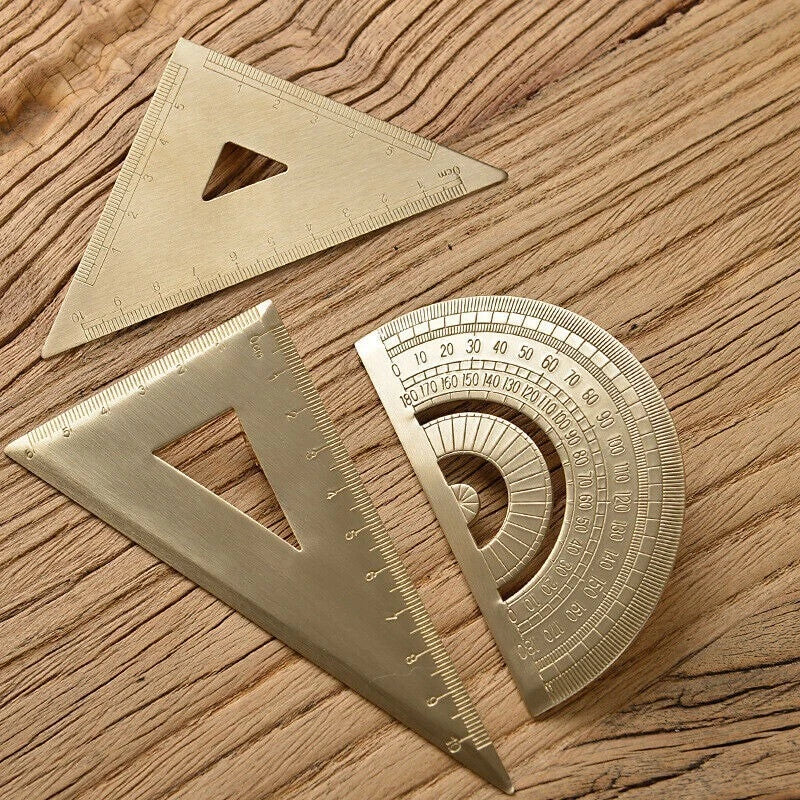 Brass Triangle Ruler Protractor Construction Site Drawing Student Stationery 07FC0E-D4 - KOEEK