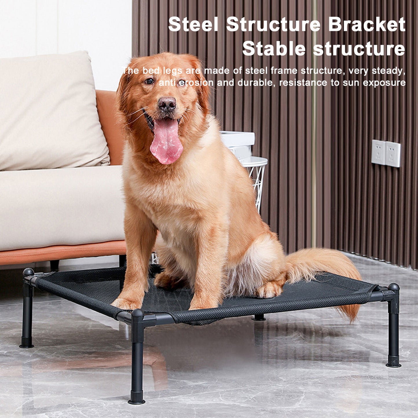 new Elevated Dog Bed Metal Frame Breathable Mesh Outdoor Raised Dog Bed All Seasons koeek - KOEEK