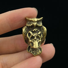 2pcs Brass Owl Skull Beads Lanyard EDC Bead Knife Paracord Bead Pendant DIY Bead 07FC0E-D4 - KOEEK