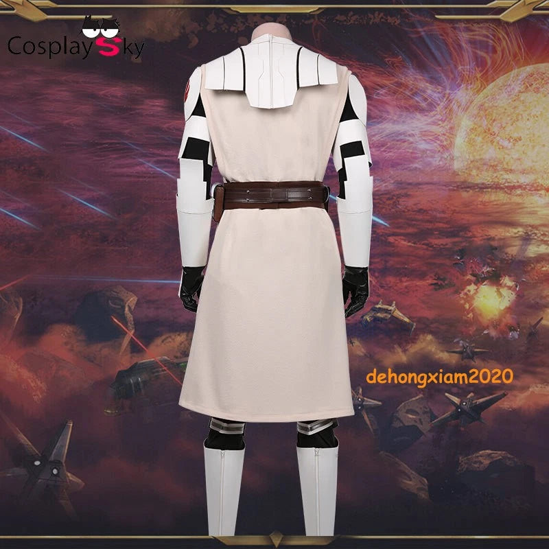 Star Wars The Clone Wars Obi Wan Kenobi Cosplay Costume Uniform Outfit Halloween 07FC0E-D4 - KOEEK