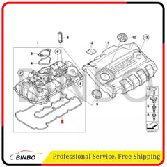 1.6L/2.0L Engine Valve Cover Gasket Fit For BMW 118i 318i 320i 520i 11127555738 07FC0E-D4 - KOEEK