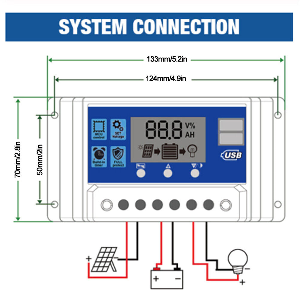 new (60A) Solar Energy PWM Controllers 24V Auto Switch LCD Intelligent koeek - KOEEK