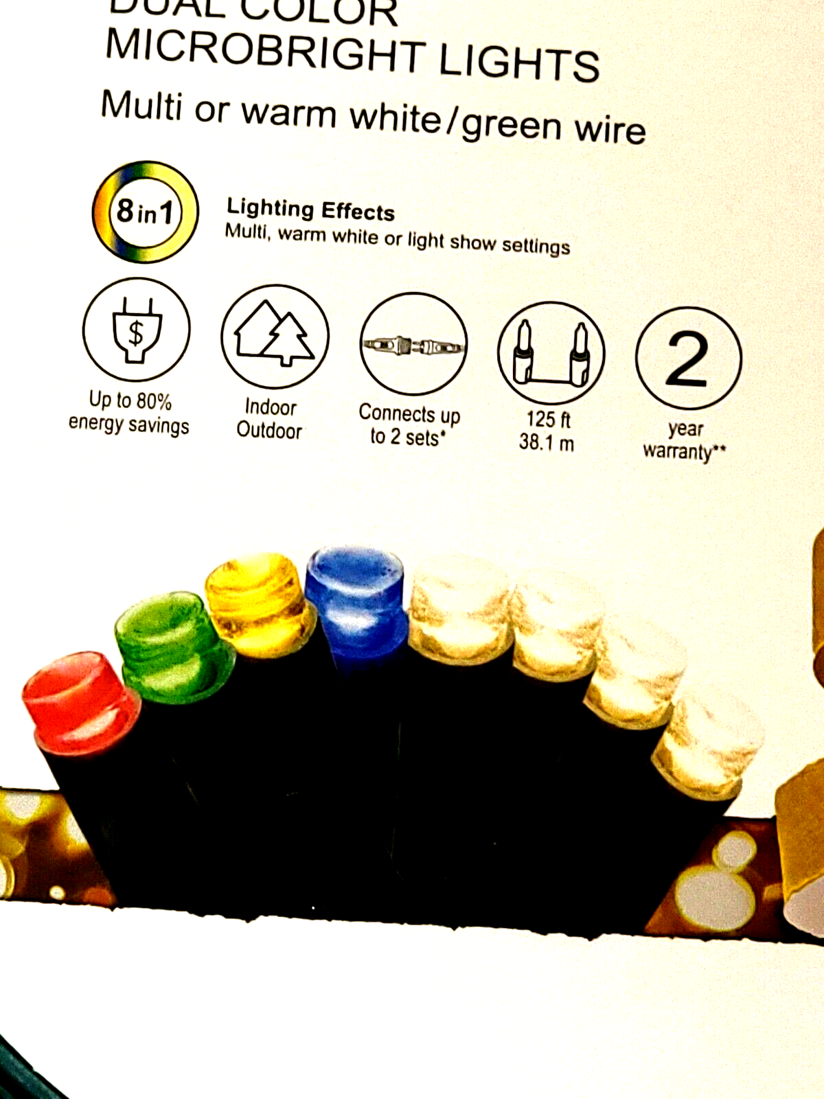 GE Color Choice 600 Ct Dual Color Multicolor Warm White LED MicroBright Lights GE - KOEEK