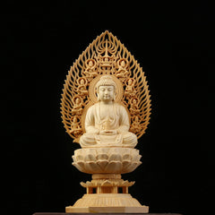 Solid Wood Hand Carving Buddha Statue Pharmacist 11'' Bodhisattva Home Decor 07FC0E-D4 - KOEEK
