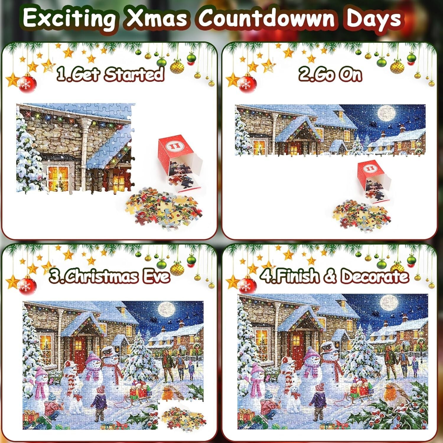 new Advent Calendar 2024 Christmas Jigsaw Puzzles, Vivid Snowman 07FC0E-D4 - KOEEK