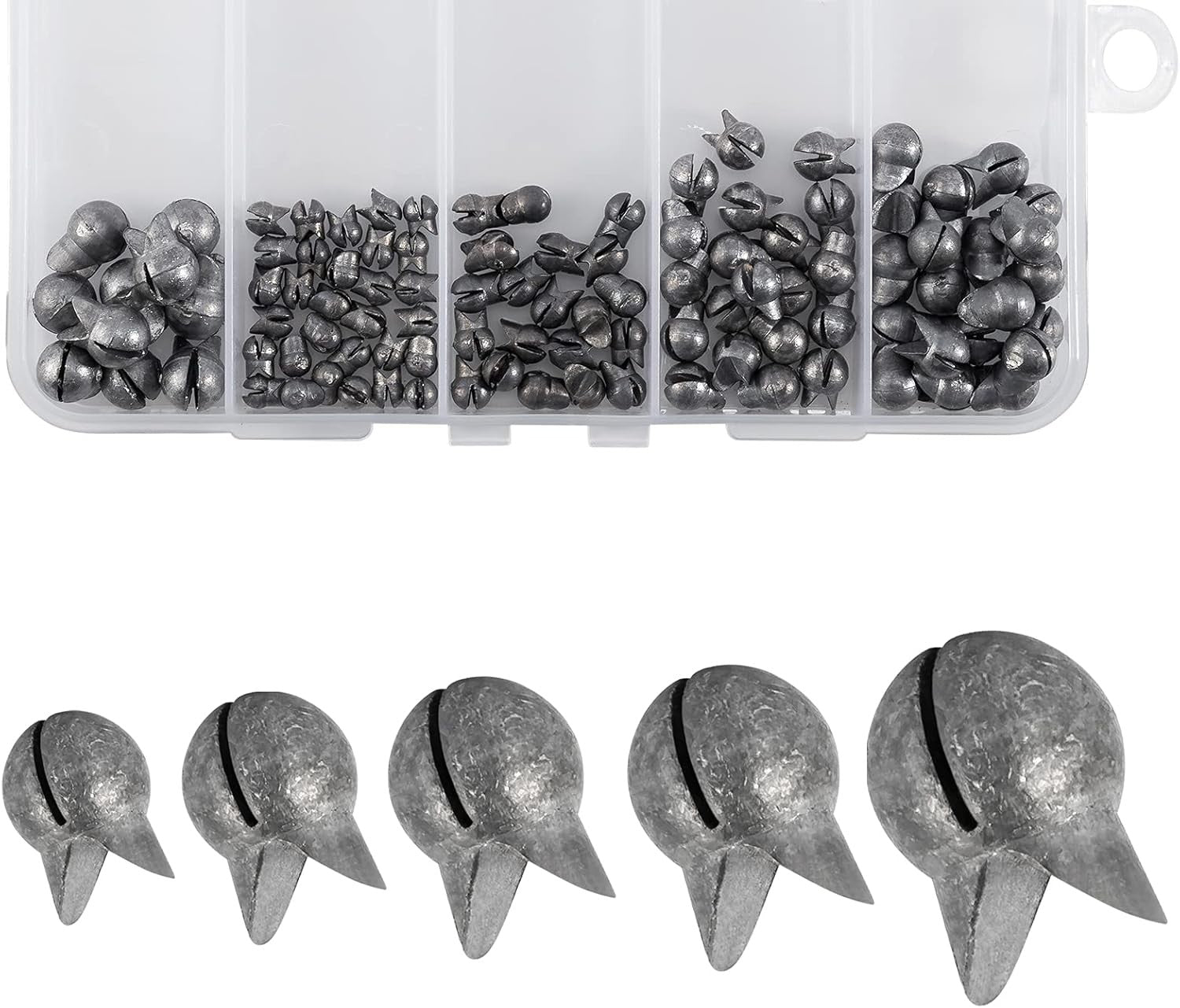 new 100-Pack Big Size Removable Split Shot 3/20oz, 1/12oz, 1/15oz, 1/30oz, 1/50oz 07FC0E-D4 - KOEEK