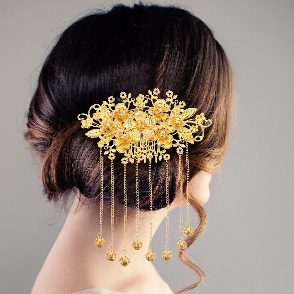 used Flower Headdress Bride Hair Comb Chinese Side Hair Comb Chinese koeek - KOEEK