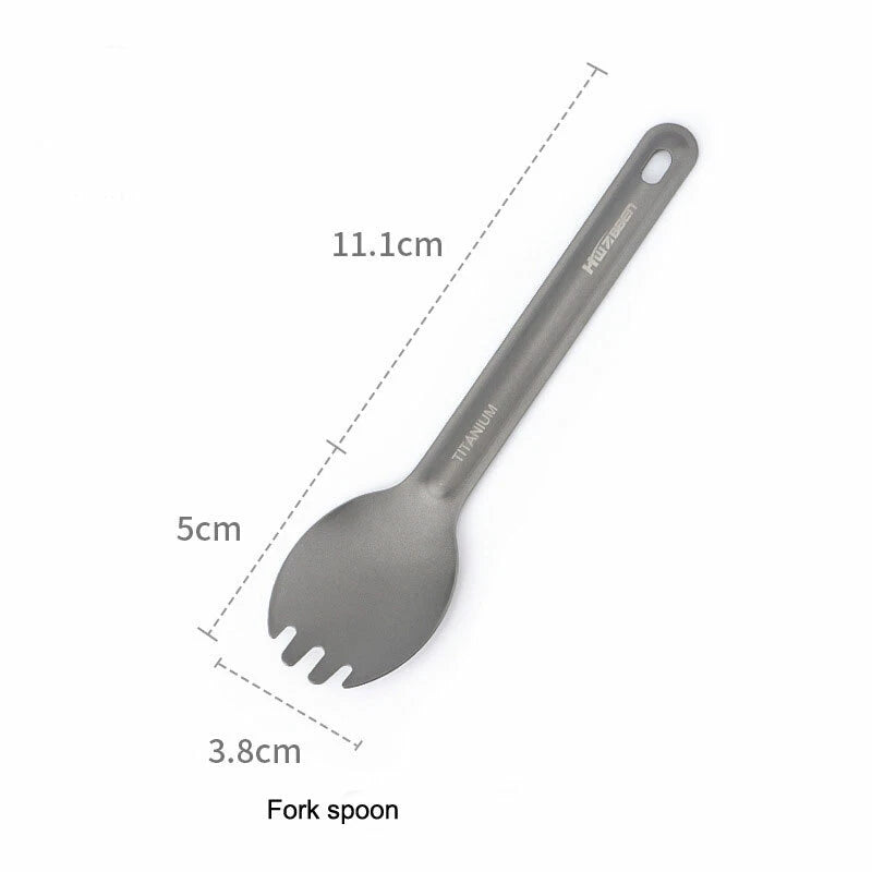 Titanium 3 Fork Spoon Sets Outdoor Camping Tableware Portable Salad SpoonEDCTool 07FC0E-D4 - KOEEK
