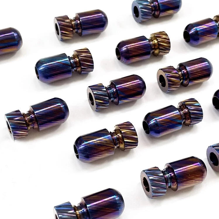 TITNAER EDC Titanium Timascus Key Knife Parachute Cord Bead Pendant Lanyard 07FC0E-D4 - KOEEK