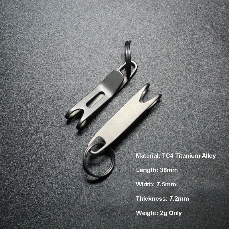 EDC Mini Titanium Alliy Portable Pocket Clip with Key Ring Universal Accessories 07FC0E-D4 - KOEEK