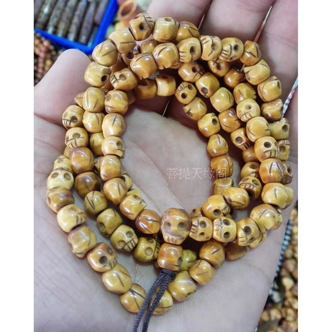 Tibetan Yak Bone Meditation Vintage 108 Bead Buddhism Prayer Mala Necklace 07FC0E-D4 - KOEEK