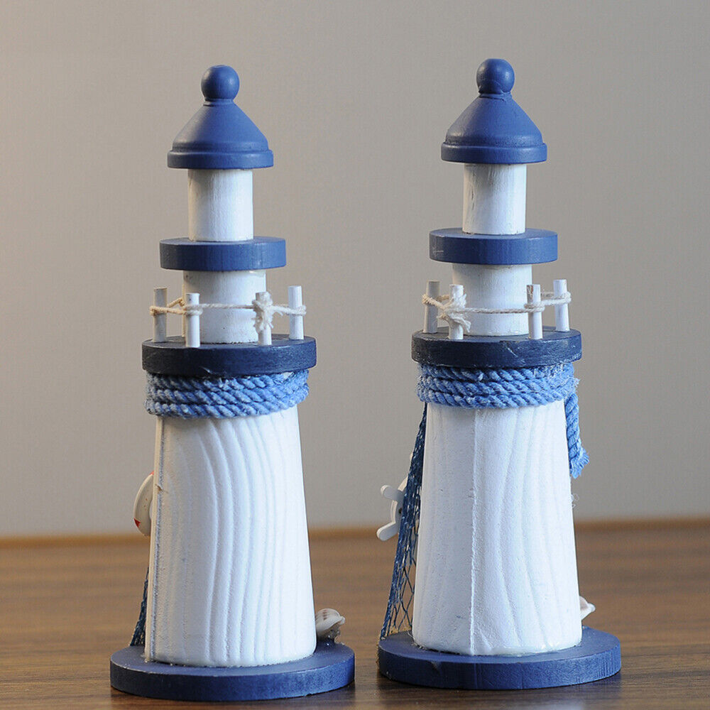 nye Lighthouse Marine Wooden Desktop Decor Home Beach Themed Statue Office