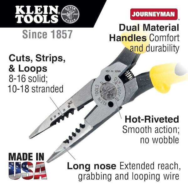 new Klein Tools J206-8C Pliers, All-Purpose Needle Nose, Spring Loaded, Cuts, koeek - KOEEK