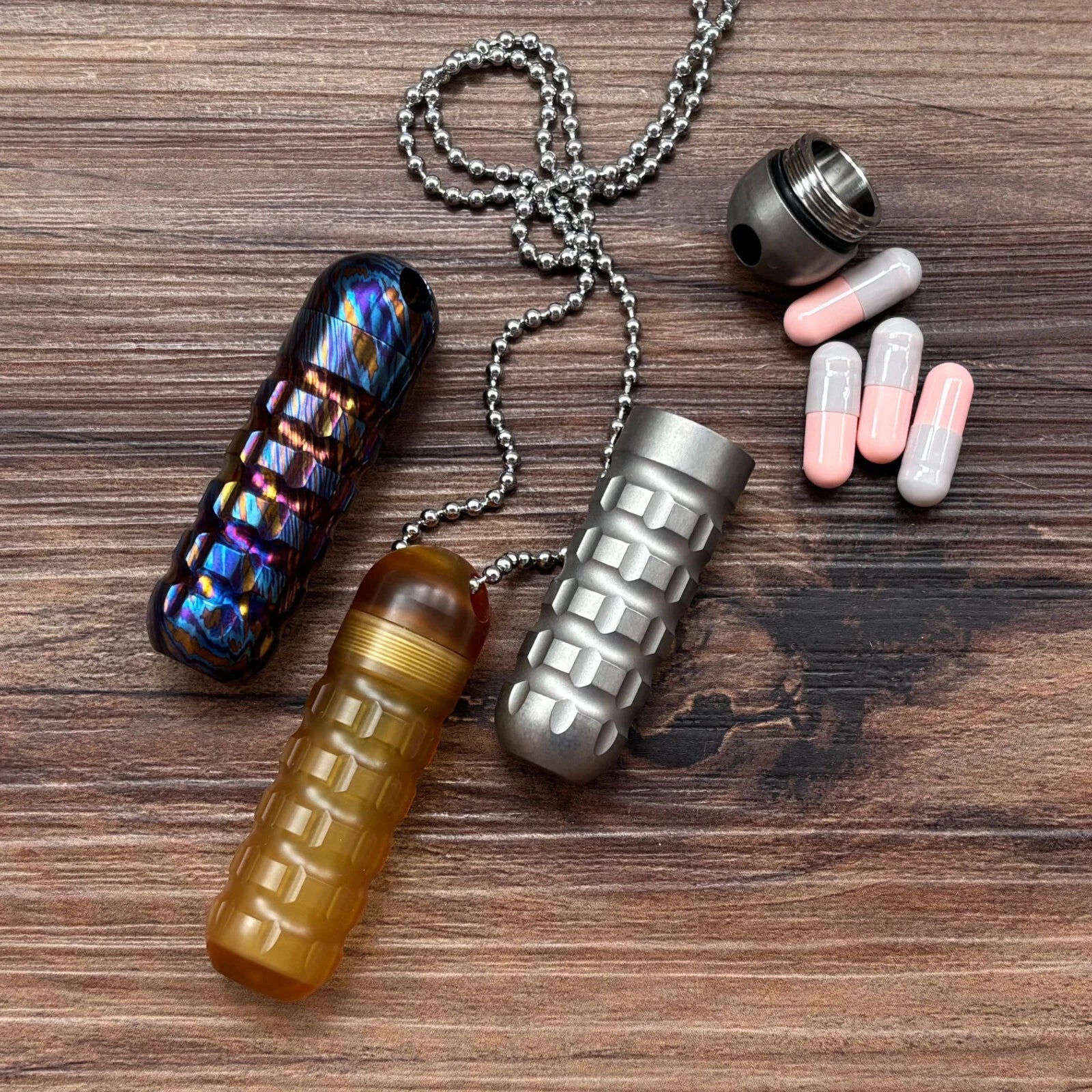 Titanium PEI Perfume Bottle Perfume Waterproof Medicine Pill Box Necklace Pendan 07FC0E-D4 - KOEEK