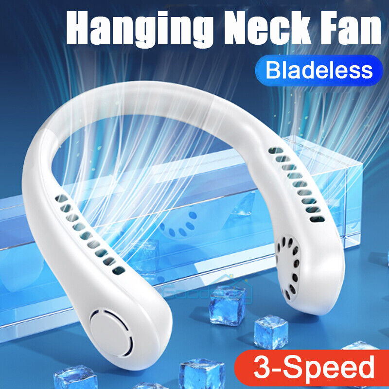 ny Bærbar USB Oppladbar Nakkebånd Lazy Neck Hengende Dual Cooling Mini Fan USA