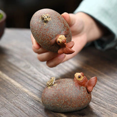 Zisha Tea Pet Clay Water Squirting Tea Play Frog Fish Home Ornament China Yixing 07FC0E-D4 - KOEEK