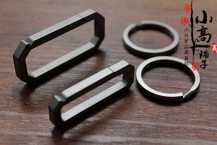 Outdoor TC4 Titanium Key chain Carabiner with Key Ring Hang Buckle EDC Tool 07FC0E-D4 - KOEEK