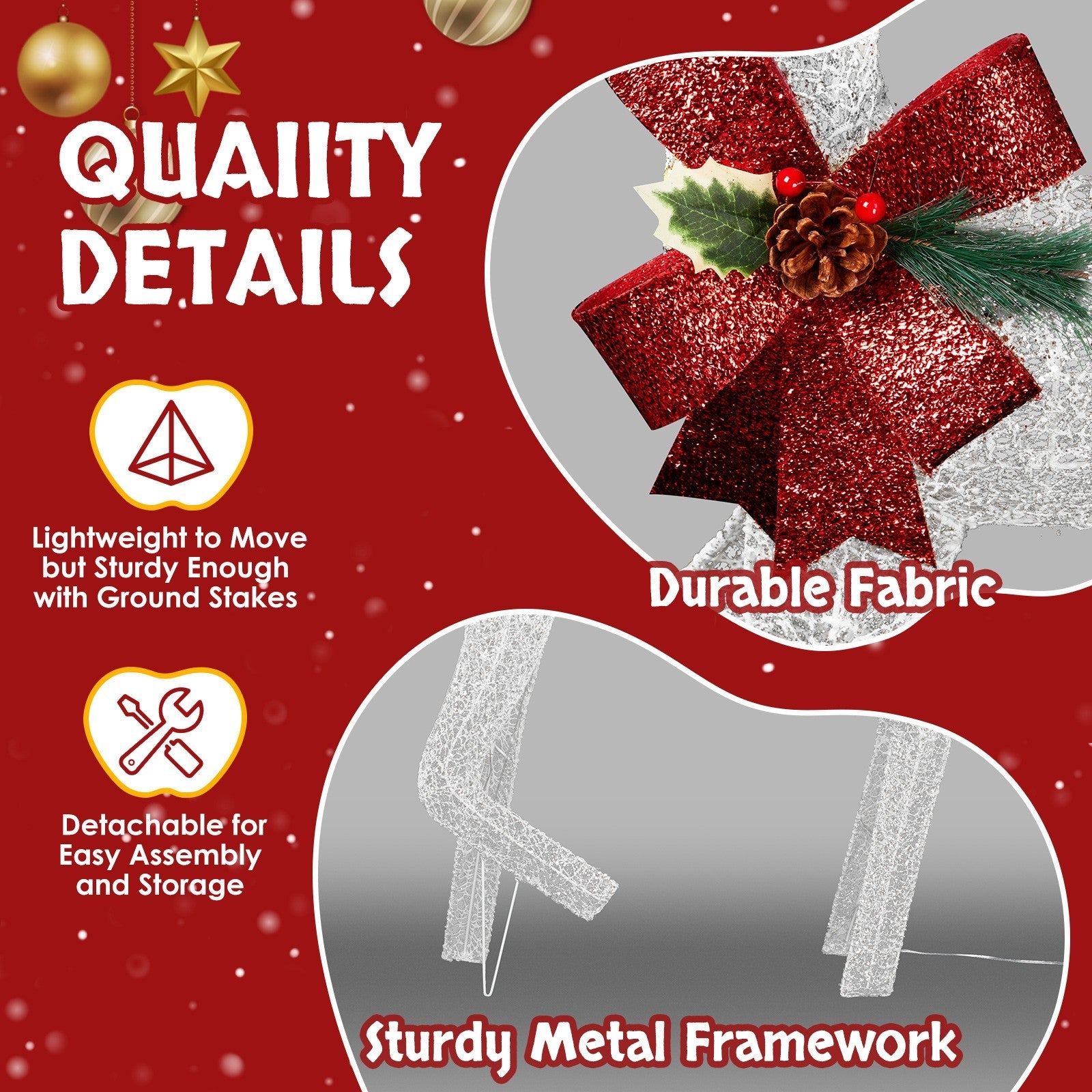 Christmas Lighted Reindeer Family Outdoor Yard Decoration Lighted Deer Set 07FC0E-D4 - KOEEK