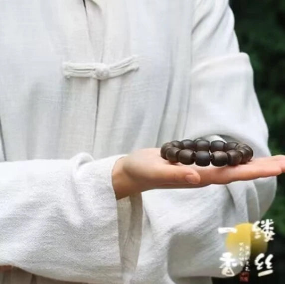 Kynam Agarwood Bracelet Multi Circle Drum Beads Vietnam Prayer Bead Jewelry 07FC0E-D4 - KOEEK