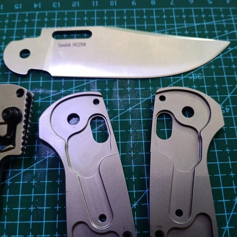 1 Set Titanium Scales +14C28N Stainless Steel Blade for Benchmade 15535 Knives 07FC0E-D4 - KOEEK