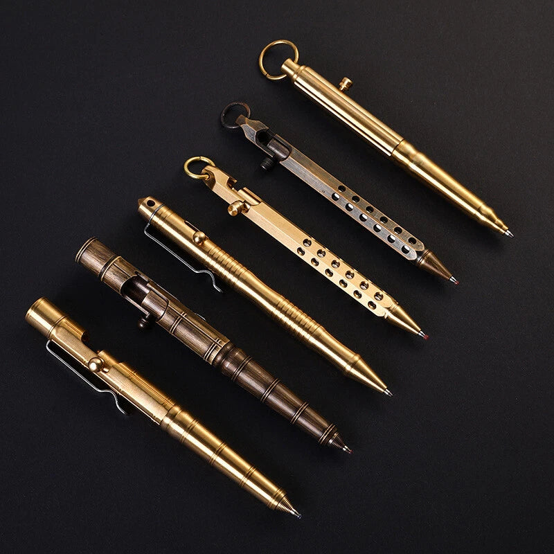 Quality Solid Brass Bolt Action Ball Point Pen Copper Art Craft Pocket EDC Gift 07FC0E-D4 - KOEEK