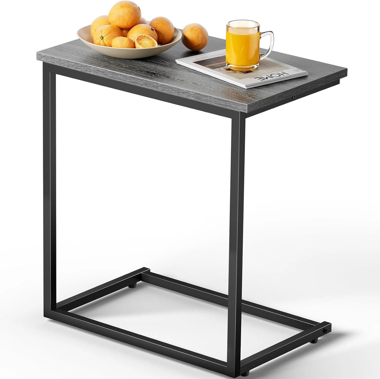 C Shaped End Table 27 inches High, Side Table for Couch Slide Under, C Table 07FC0E-D4 - KOEEK