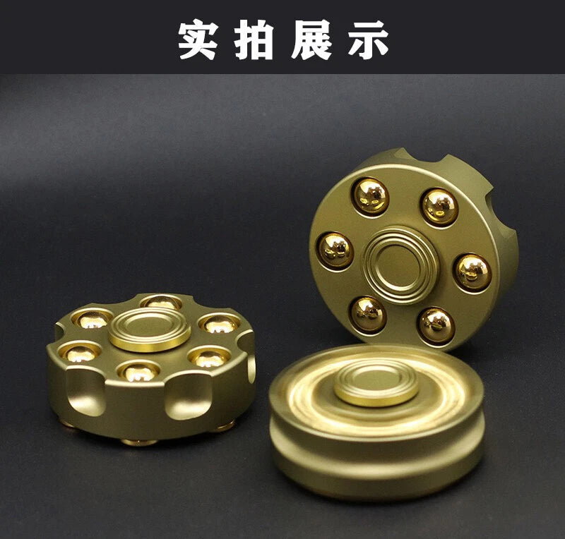 Revolver Finger Spinner Hand Fidget Pocket EDC Toy Spinning Top Brass Bullet 07FC0E-D4 - KOEEK