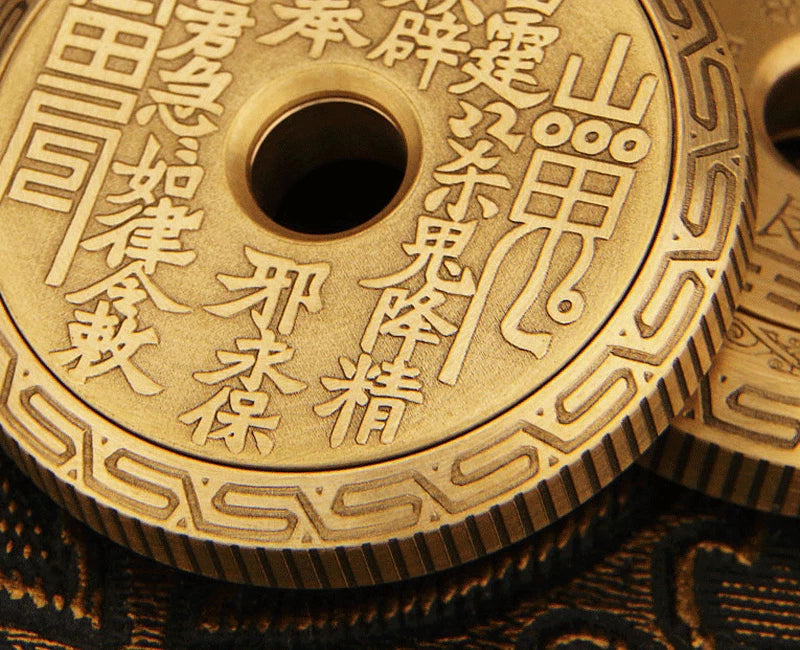 Solid Brass Fidget Slider Clicker  Coin Tai Chi Haptic for Adult EDC Toy 07FC0E-D4 - KOEEK