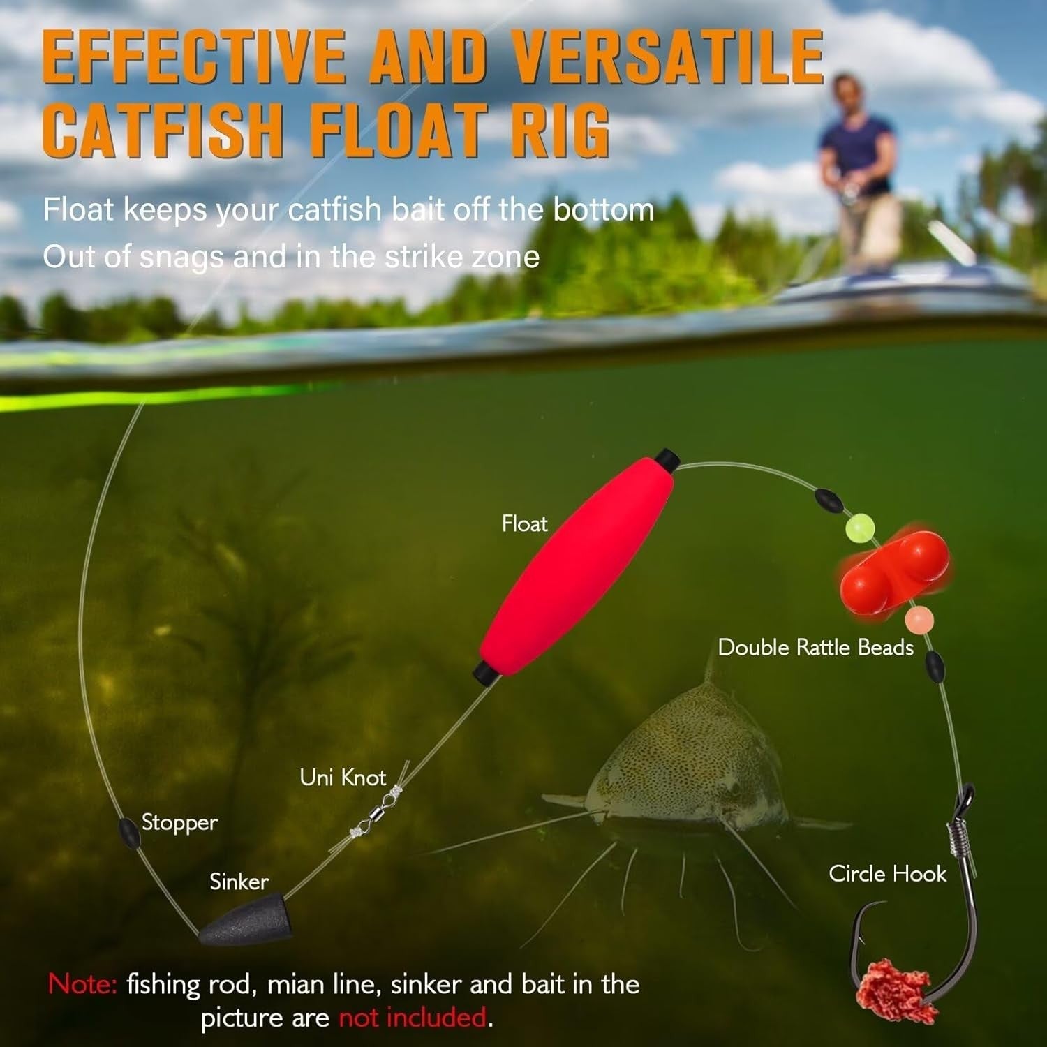 new Dovesun Catfish Rigs Santee Rig Float Cigar Float-5/0Hook * 3PCS DOVESUN - KOEEK