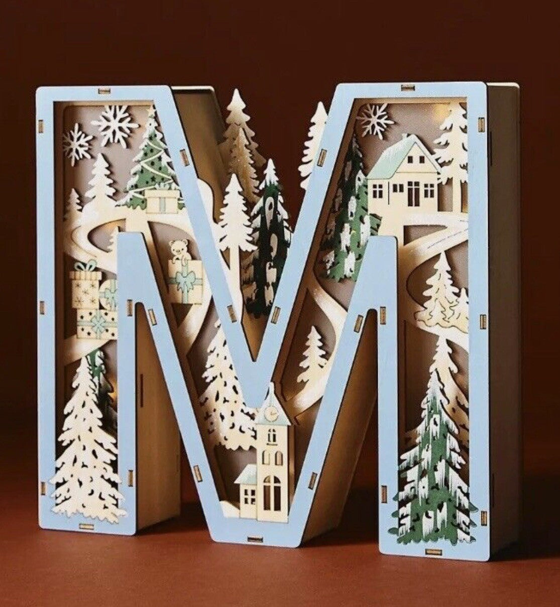 Anthropologie Wonderland Scene Monogram Light-Up Holiday Decoration Letter M ANTHROPOLOGIE - KOEEK