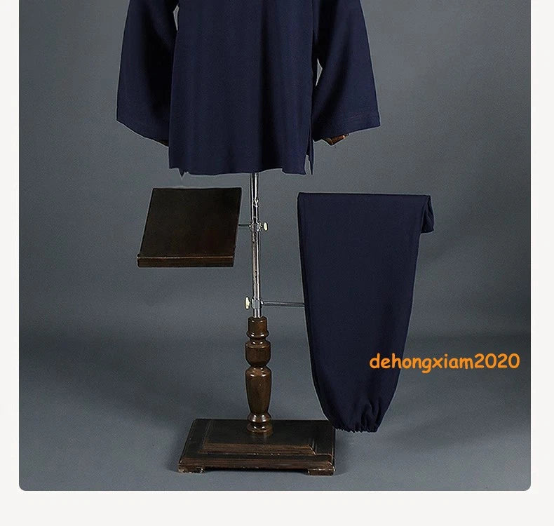 Chinese Style Taoist Costume Diagonal Collar Robe Cotton Linen Kung Fu Outfit 07FC0E-D4 - KOEEK