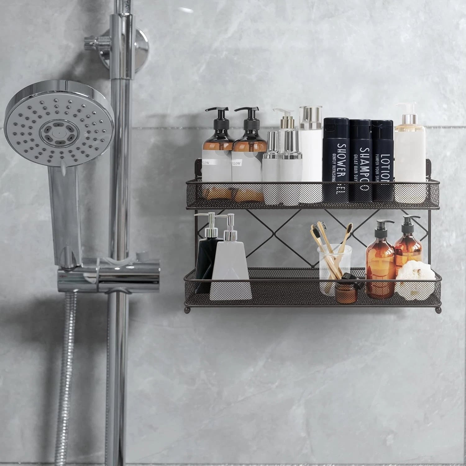 2 Tier Metal Kitchen Counter-top or Wall Mount Spice Rack,Jars Storage Organizer 07FC0E-D4 - KOEEK