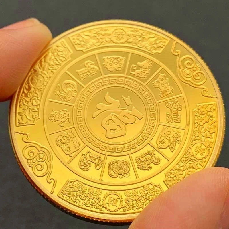 1Pc Feng Shui  Coin Commemorative Chinese Fish Good Luck Gold Medal Metal 07FC0E-D4 - KOEEK