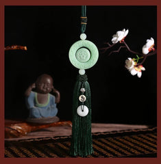Safe Travel Coin Car Pendant Rearview Mirror Decoration Rotating Amulet 07FC0E-D4 - KOEEK