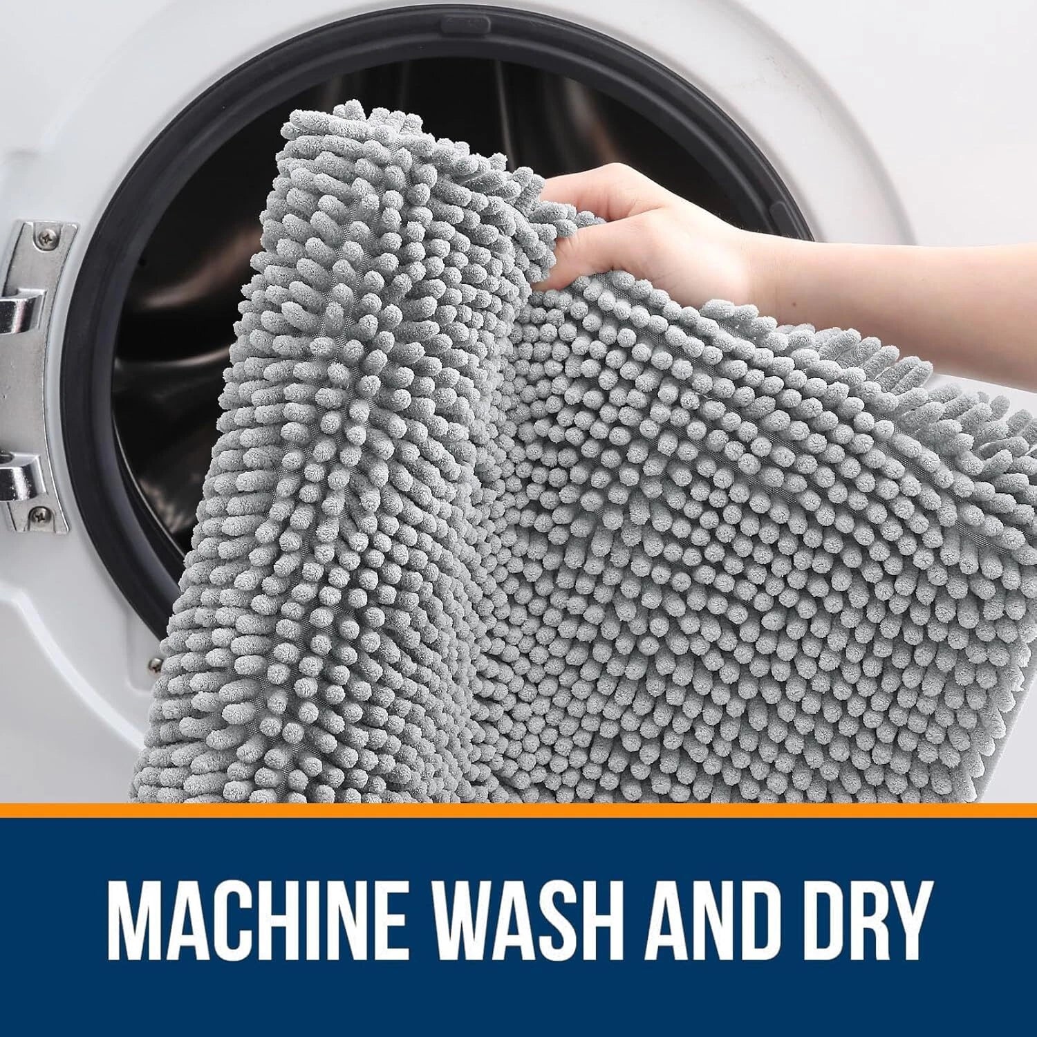Bathroom Rugs 30x20, Extra Soft Absorbent Chenille Bath Rugs, Rubber Backing 07FC0E-D4 - KOEEK