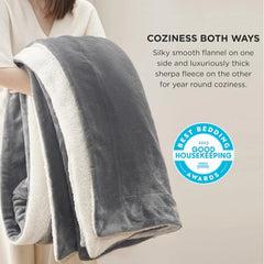 Large Sherpa Wool Blanket - Gray, 90x90 inches, Thickened for Warmth 07FC0E-D4 - KOEEK