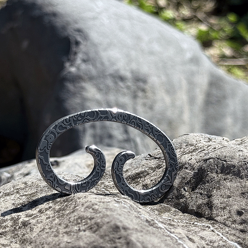 Damascus Pattern Steel Pocket Keychain Buckle EDC Car Motorcycle Quick Hook Tool 07FC0E-D4 - KOEEK