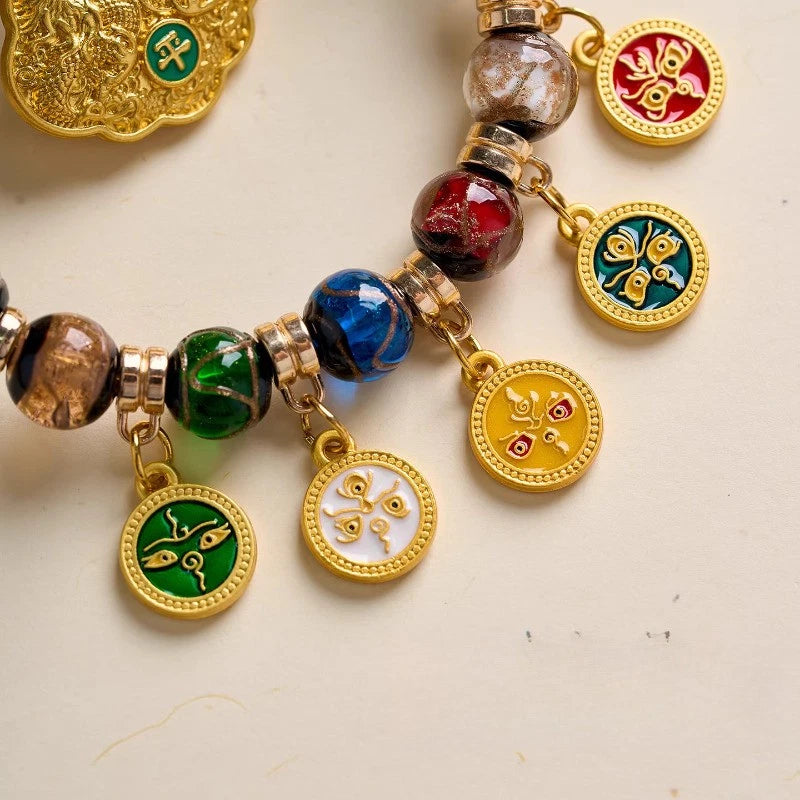1Pc Tibetan style Colored Glaze Thangka Car Hanging Accessories Pendant 07FC0E-D4 - KOEEK