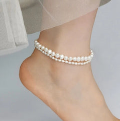 1 PC Small Women Natural Freshwater Pearl Anklet Jewelry, 9.05"/9.84" Anklet 07FC0E-D4 - KOEEK