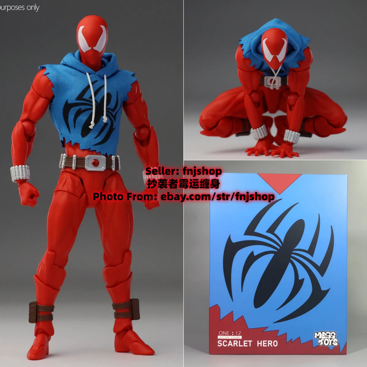 Hot- Mess Toys Scarlet Hero Spider-Man Blue Suit 1/12 Action Figure US STOCK MESS_TOYS - KOEEK