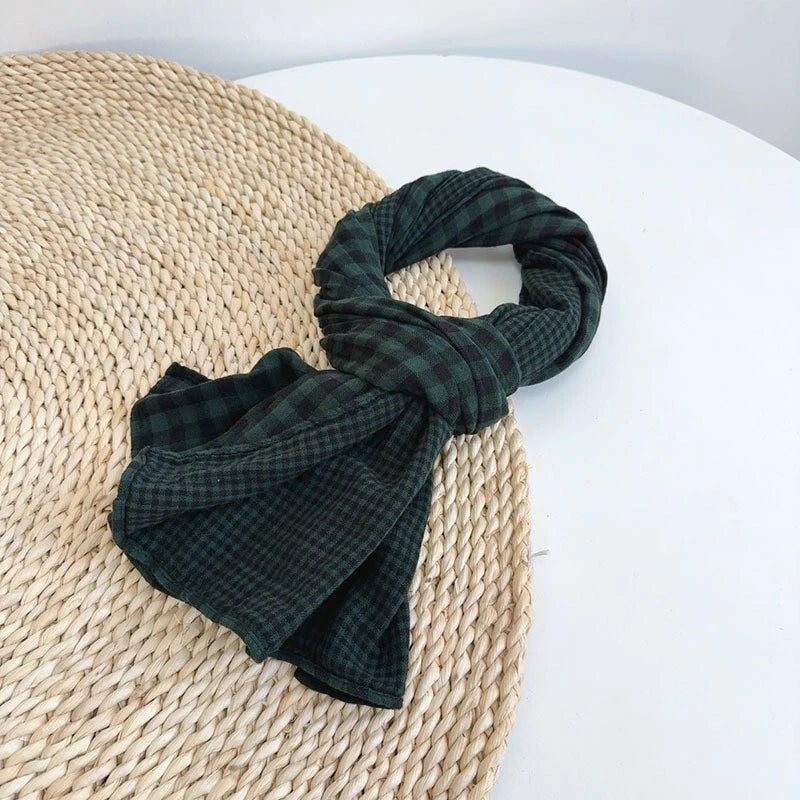 Mens  Cotton Plaid Scarf Preppy Style Shawl Casual Breathable Soft Scarves 07FC0E-D4 - KOEEK