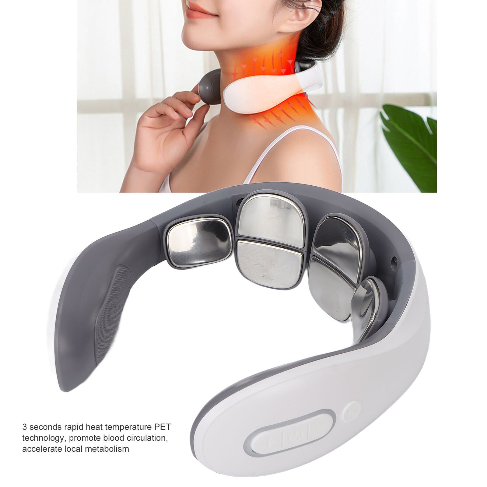 new Electric Cervical Neck Massager Heated Relax Body Shoulder Musle Relief Pain HGF koeek - KOEEK