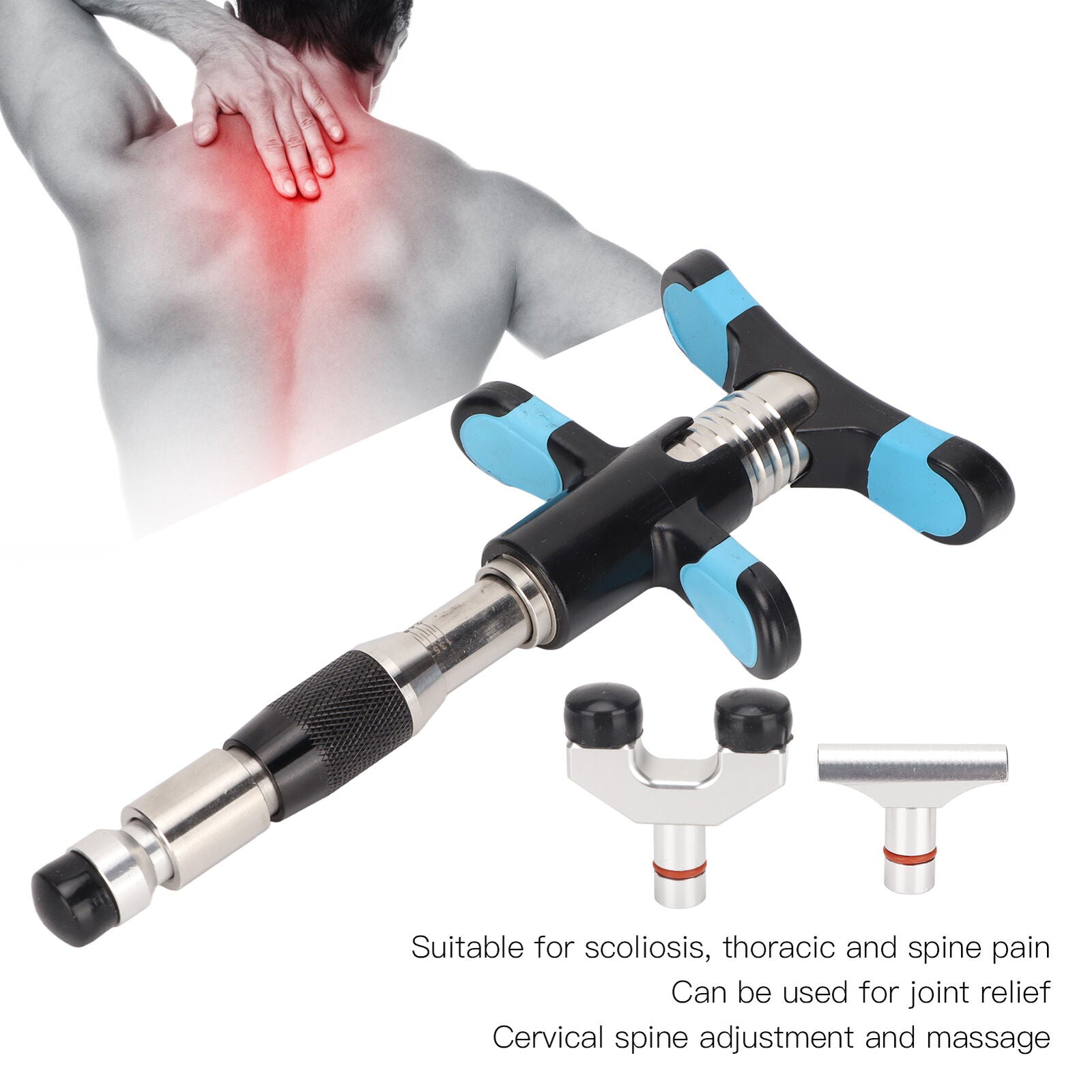 new Chiropractic Adjustment 10 Strength Levels 3 Heads Spine Corrector(Black ) HGF koeek - KOEEK